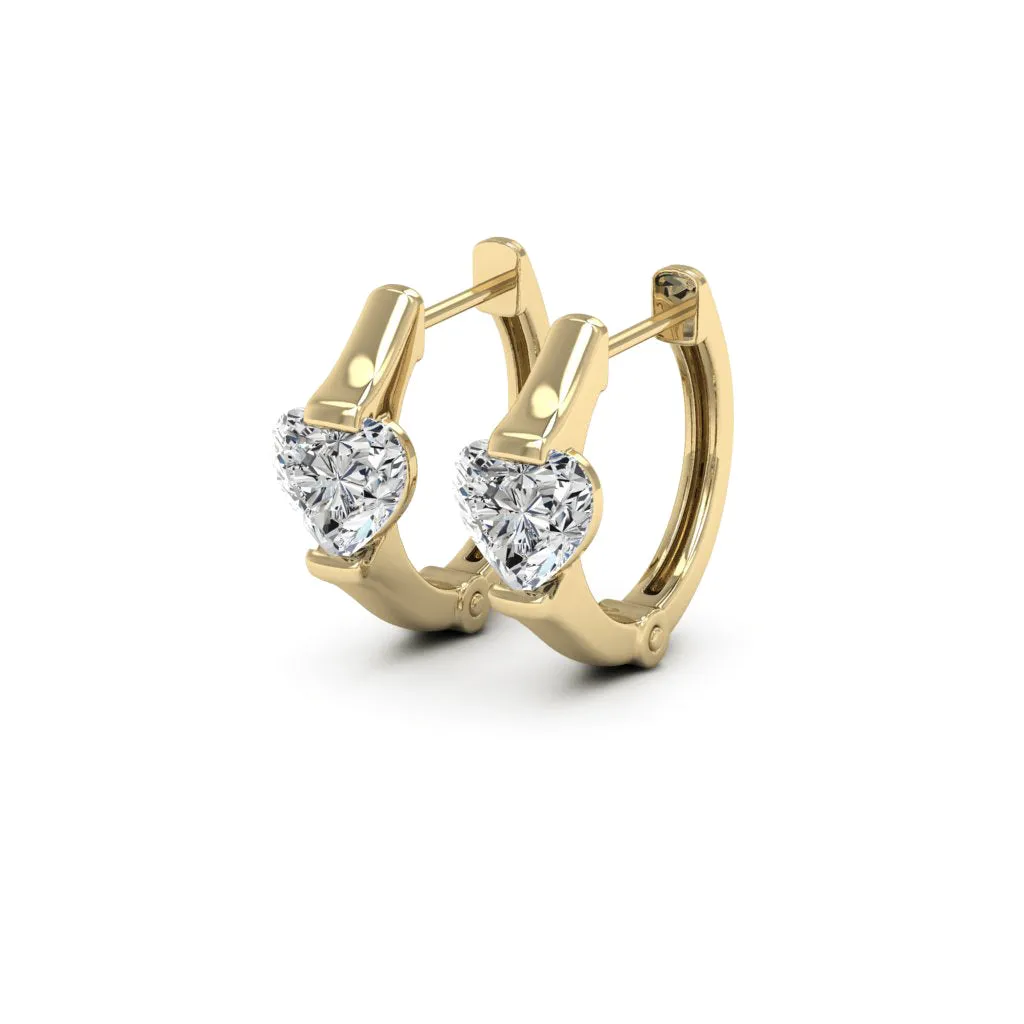 1.00 d.e.w cts 5x5mm Heart Shape Moissanite Hoop Earrings