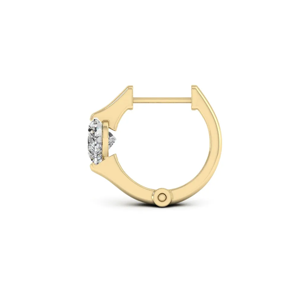 1.00 d.e.w cts 5x5mm Heart Shape Moissanite Hoop Earrings