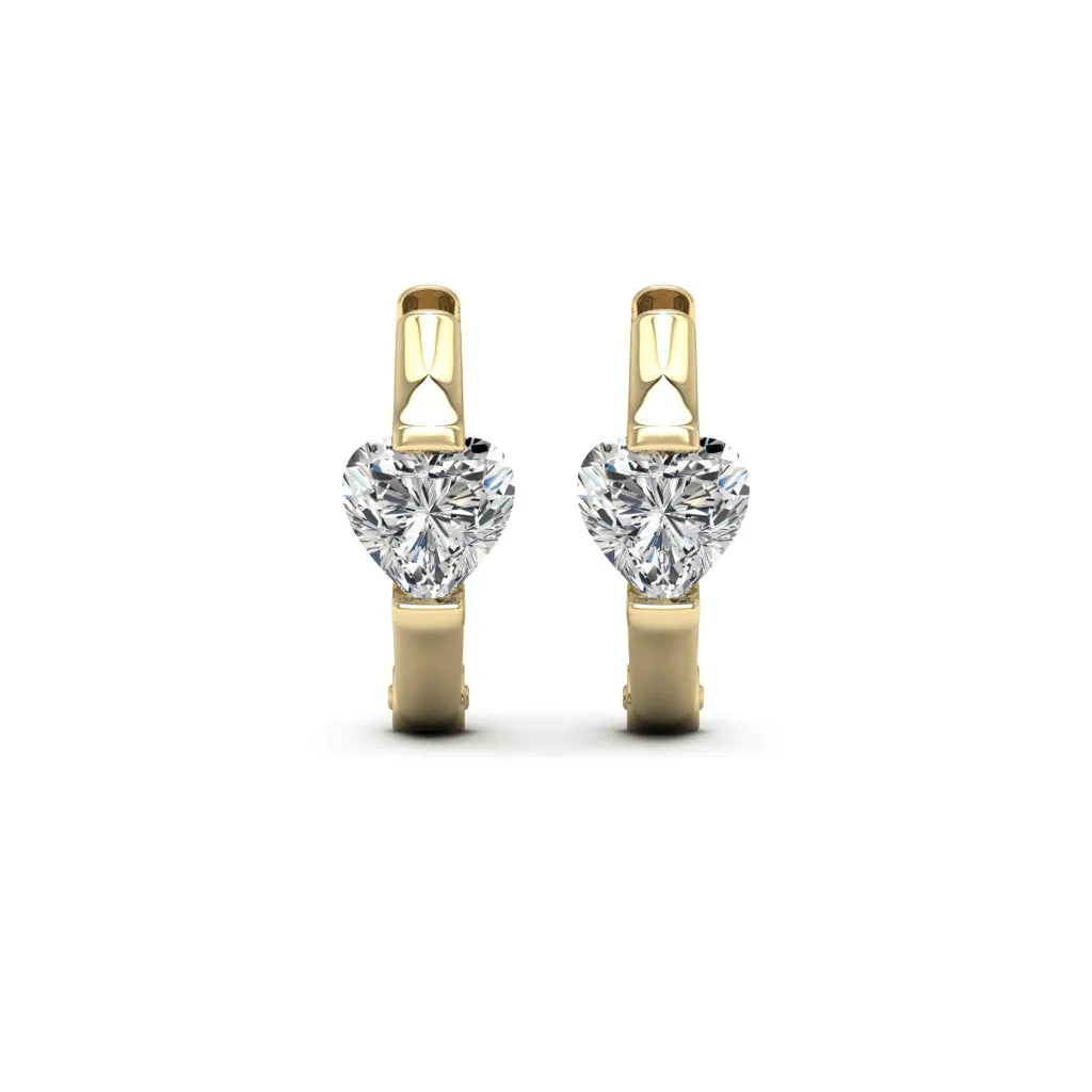 1.00 d.e.w cts 5x5mm Heart Shape Moissanite Hoop Earrings