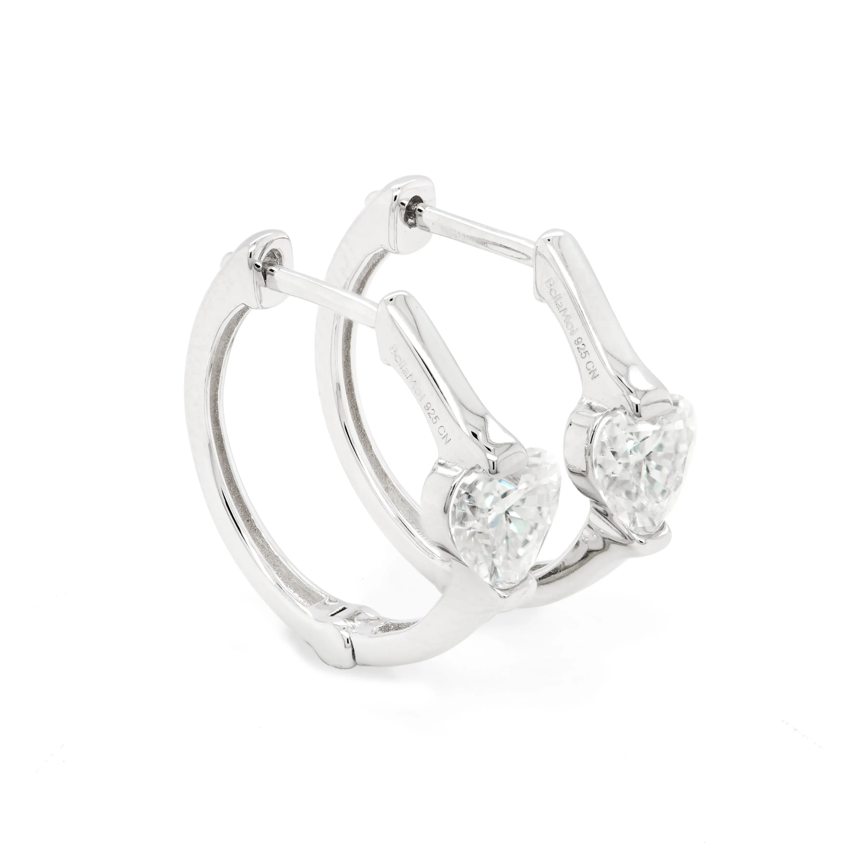 1.00 d.e.w cts 5x5mm Heart Shape Moissanite Hoop Earrings