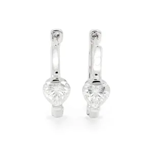 1.00 d.e.w cts 5x5mm Heart Shape Moissanite Hoop Earrings