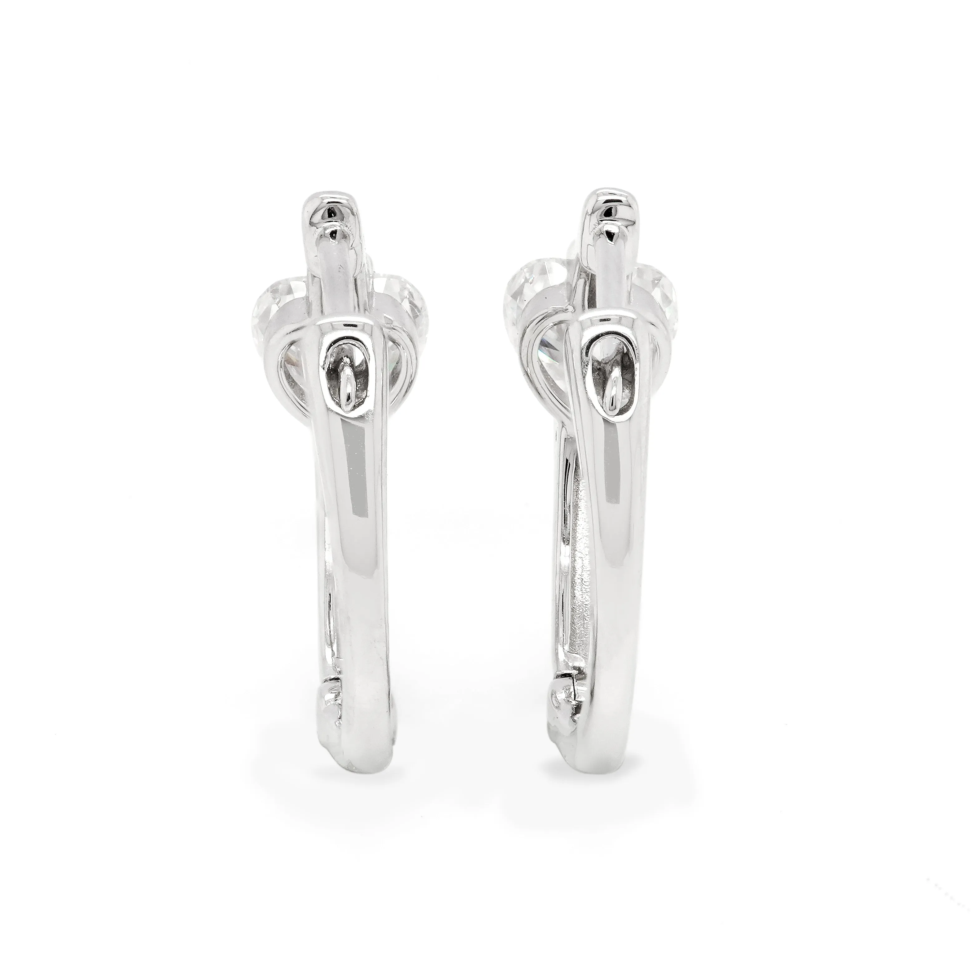 1.00 d.e.w cts 5x5mm Heart Shape Moissanite Hoop Earrings