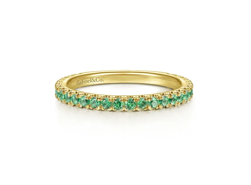 14KY Emerald Stackable Ring