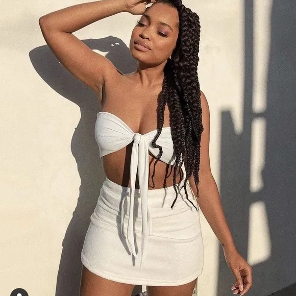 437 White Towel Terry Cloth Ellie Skirt