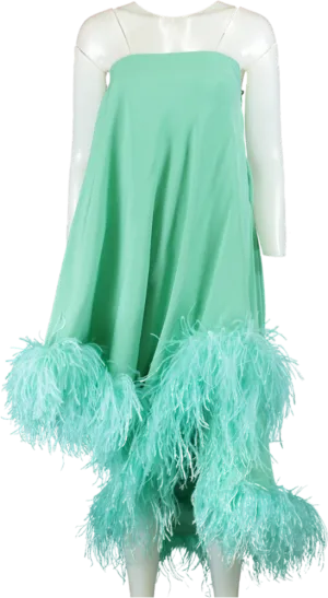 Art Dealer Green Feather Trim Dress UK XS
