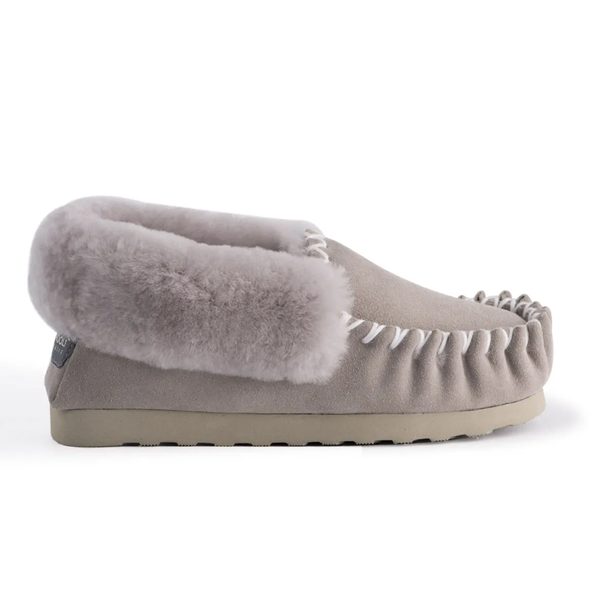 AUS WOOLI HAND STITCHED WOMENS SHEEPSKIN MOCCASIN - Light Grey