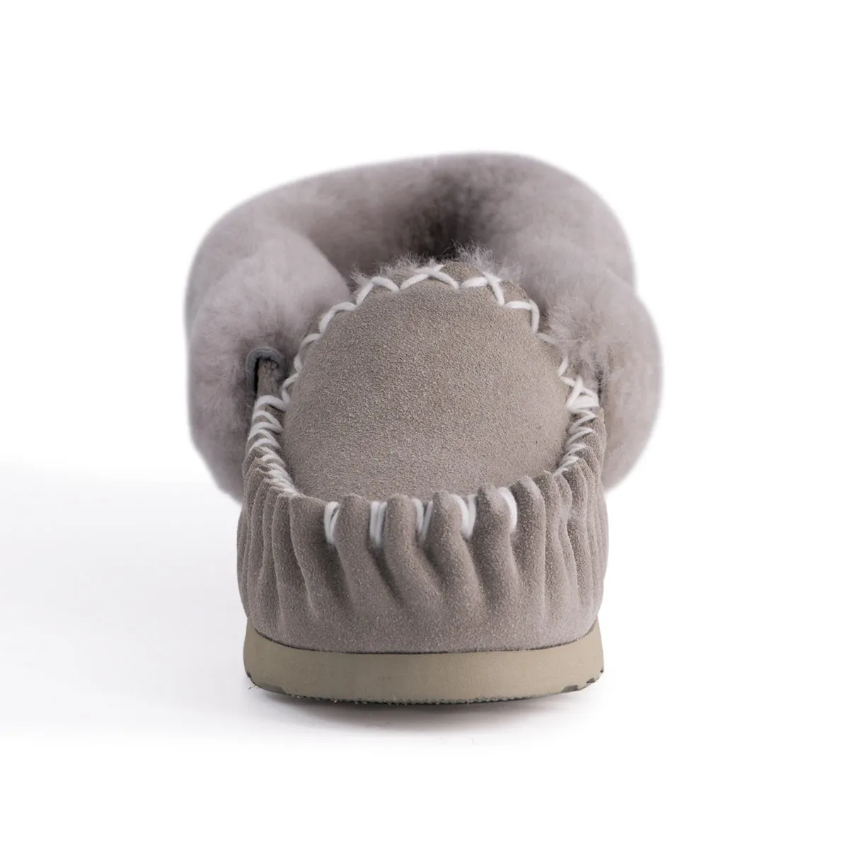 AUS WOOLI HAND STITCHED WOMENS SHEEPSKIN MOCCASIN - Light Grey