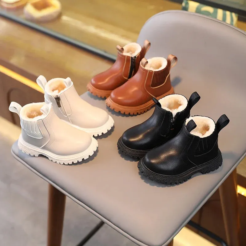 Baby Kids Short Boots Super Warm Girls Boys Shoes PU Leather Children Boots Fashion Toddler Boots Kids Snow Shoes