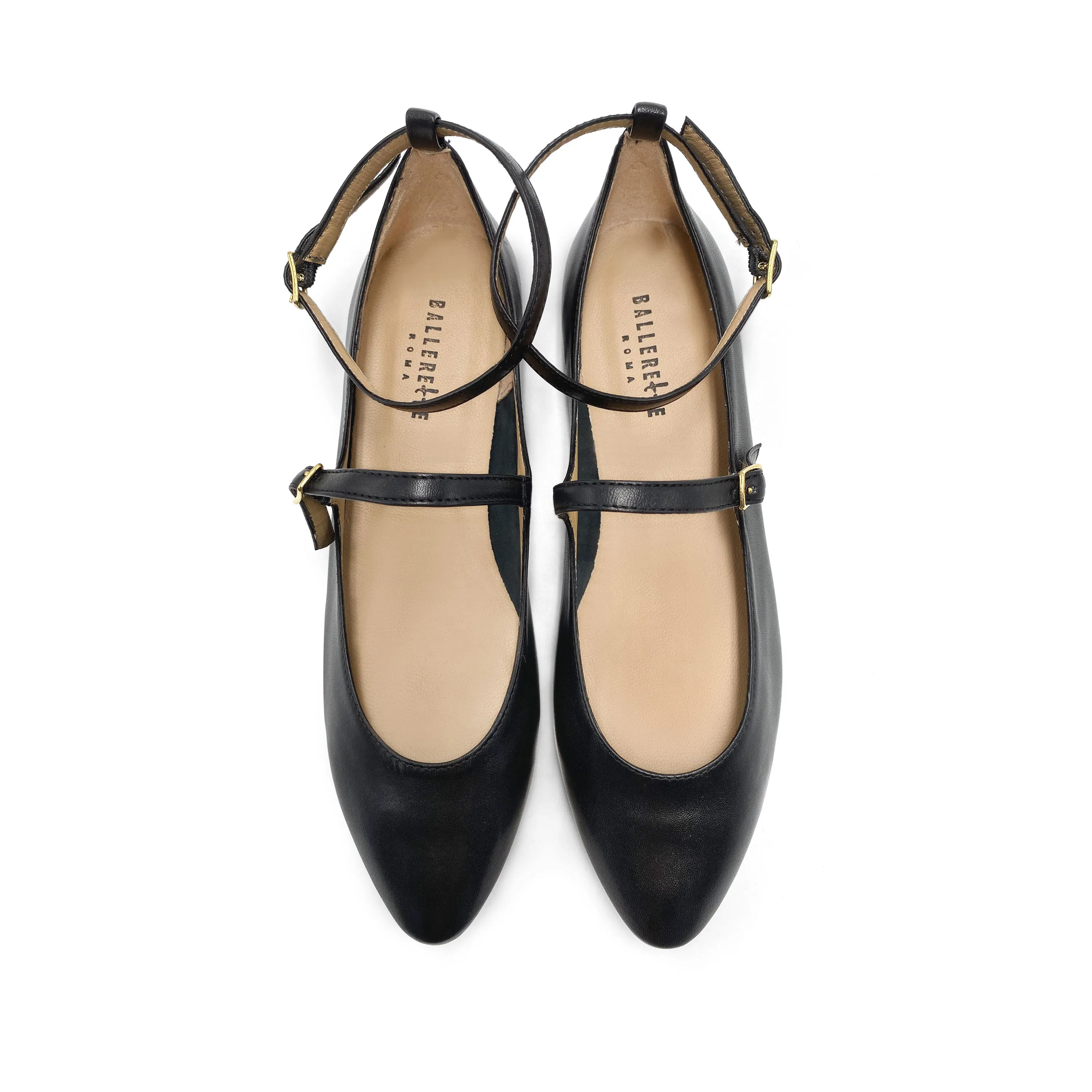 Black Mary Jane Ballet Flats with Straps
