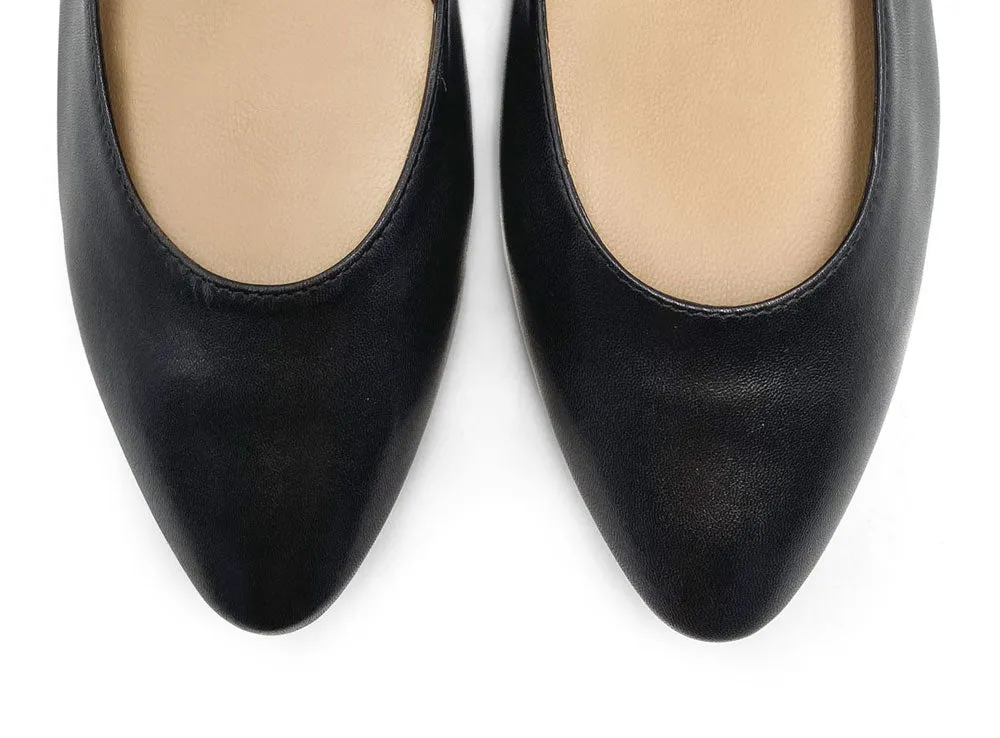 Black Mary Jane Ballet Flats with Straps