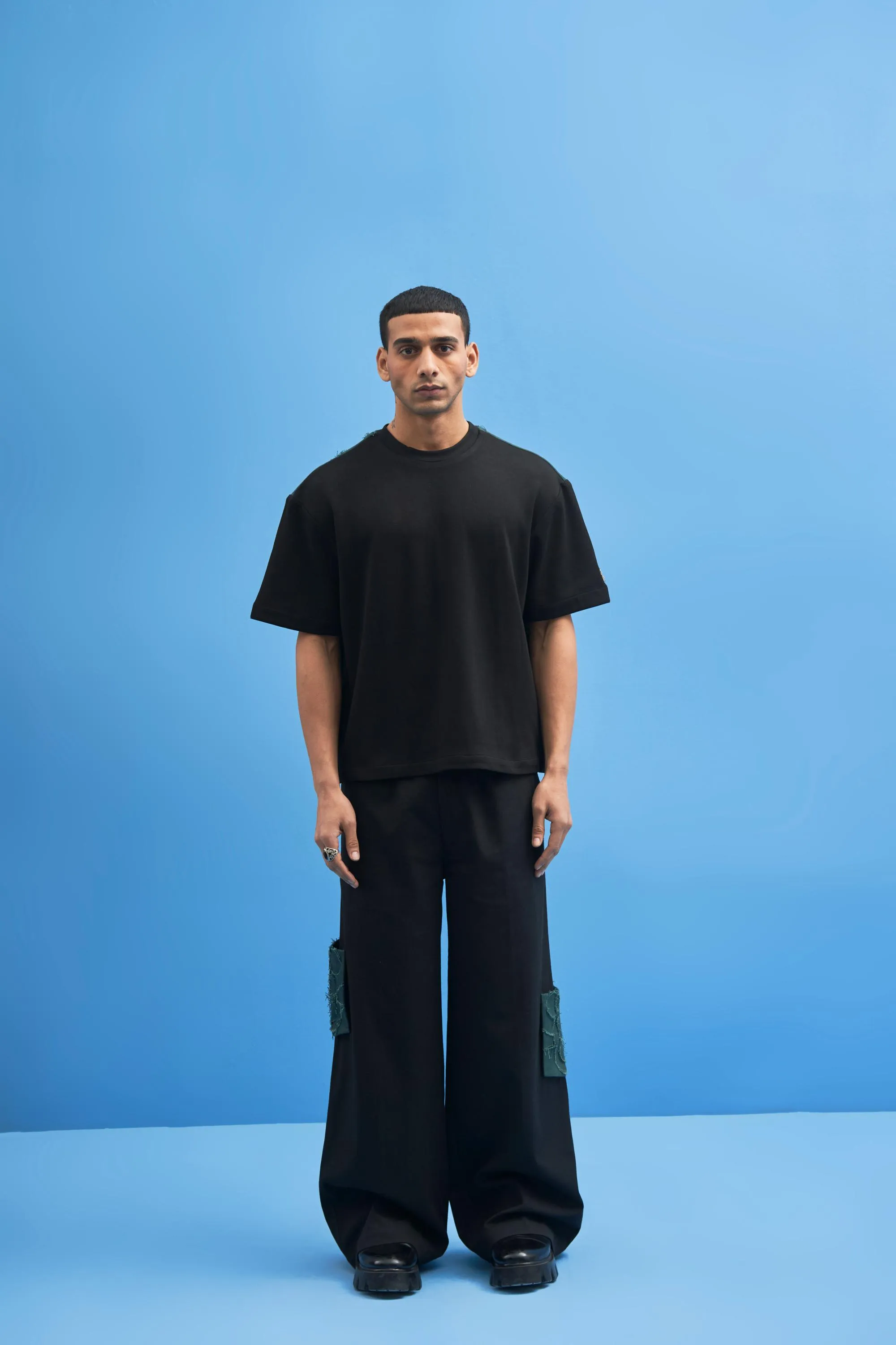 Black Shoji Patch Work T-Shirt