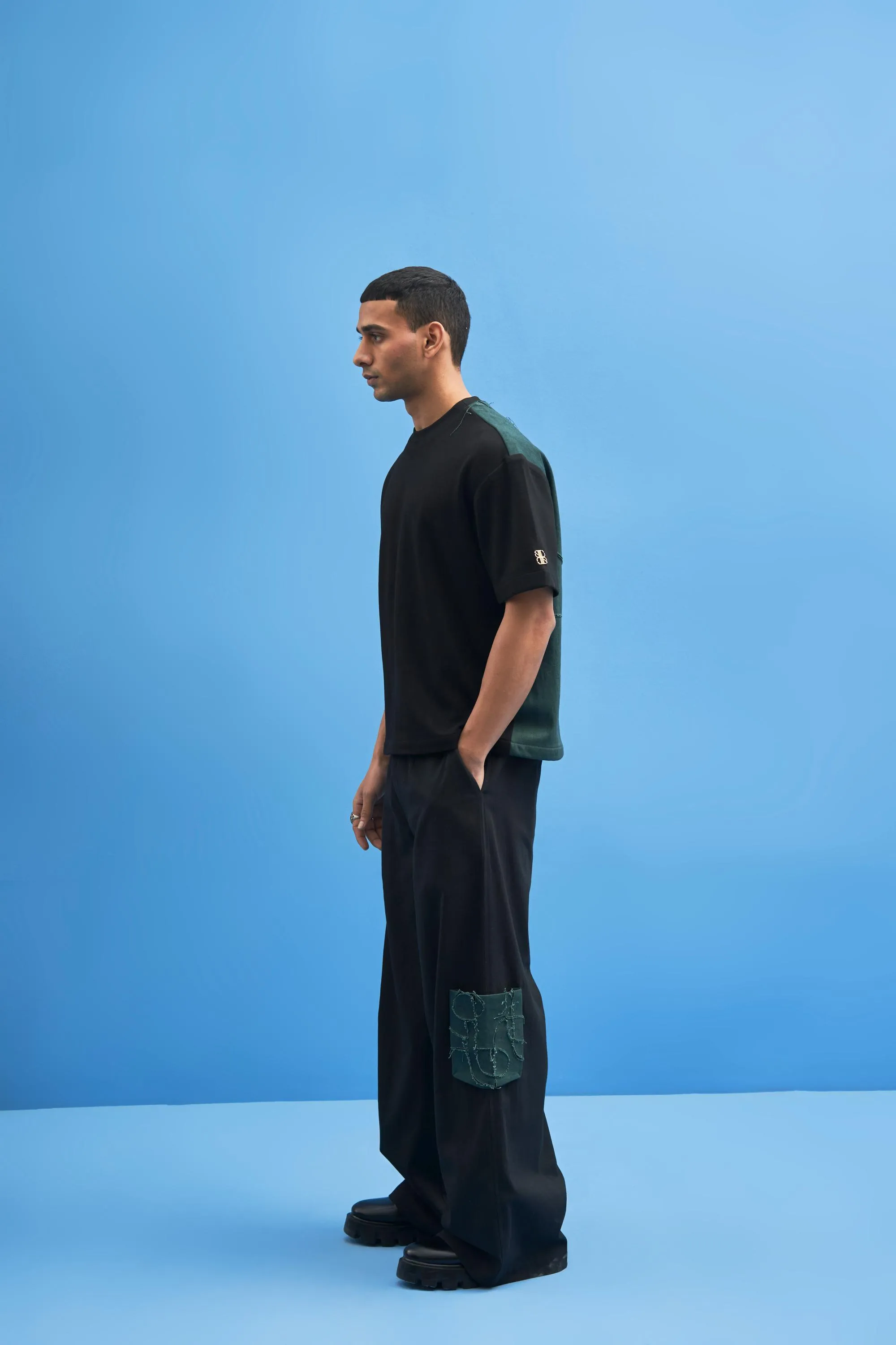 Black Shoji Patch Work T-Shirt