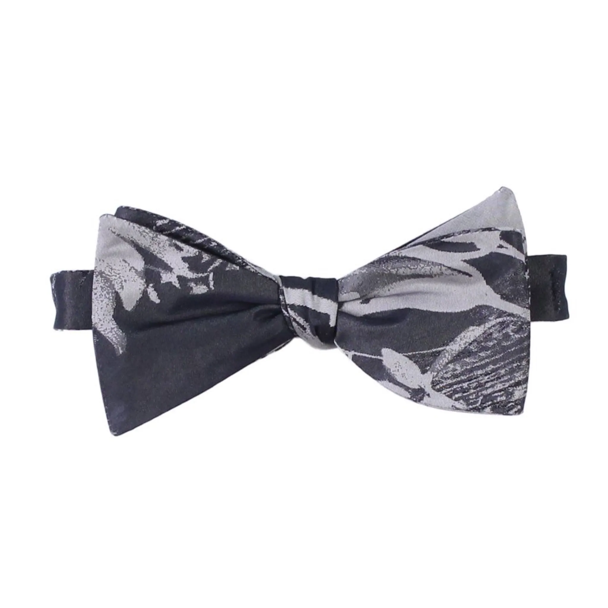 Black Silver Floral Bow Tie