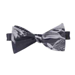 Black Silver Floral Bow Tie