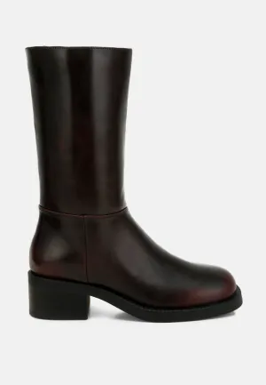 Block Heel Calf Boots By RUW