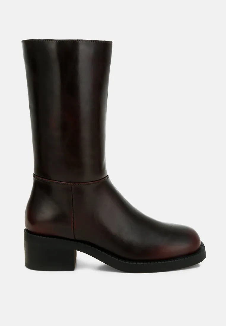 Block Heel Calf Boots By RUW