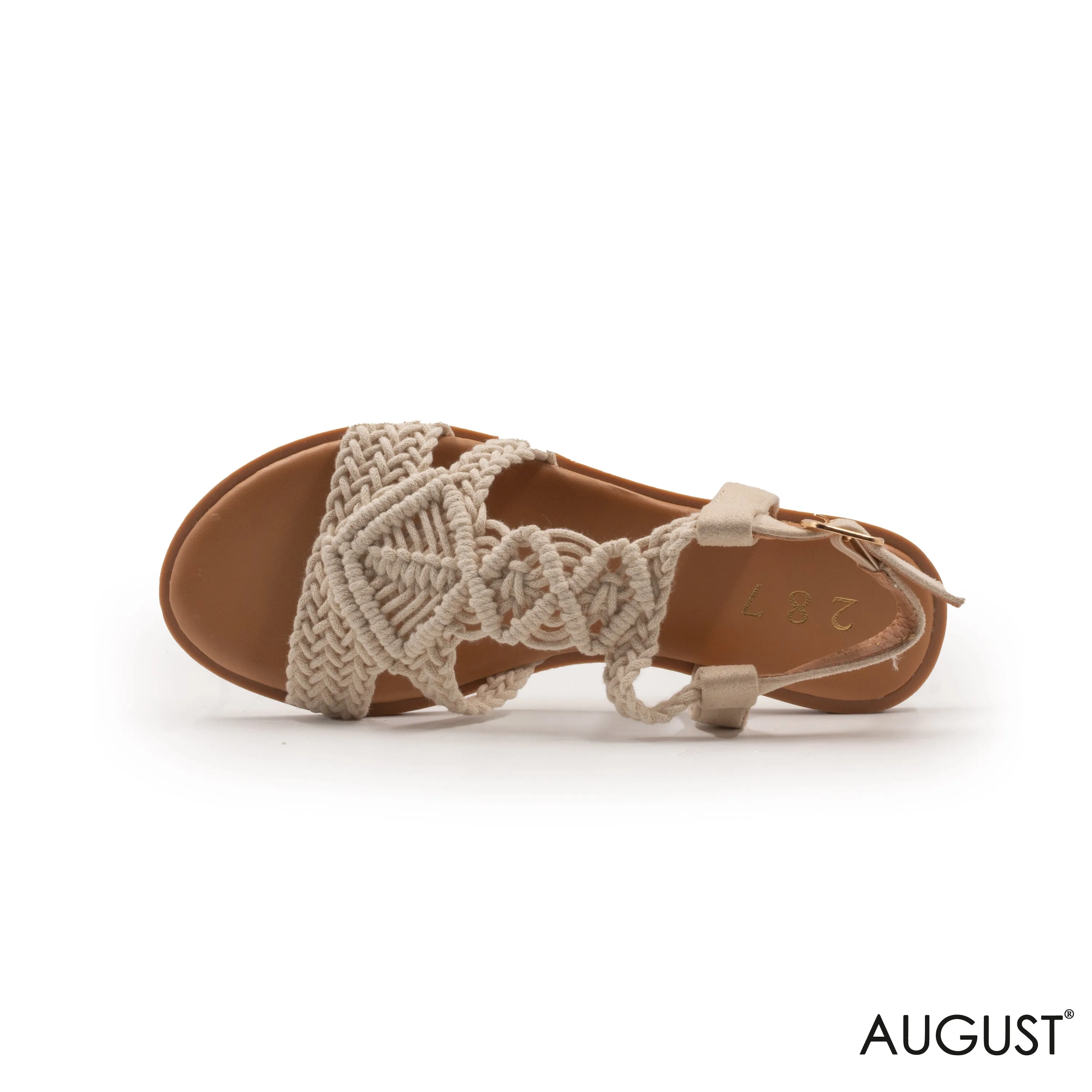 BRAIDED WOVEN STRAPS SANDAL WITH ANKLE BUCKLE