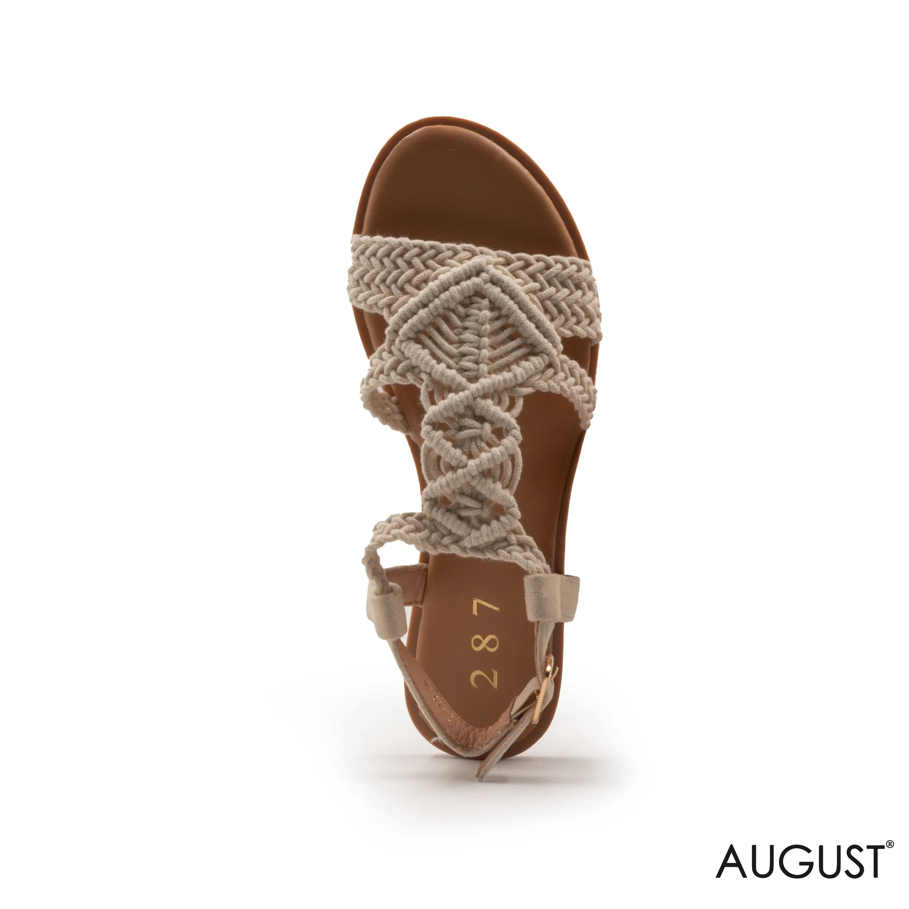 BRAIDED WOVEN STRAPS SANDAL WITH ANKLE BUCKLE