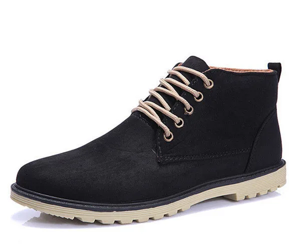 Brand Fashion Men Winter Shoes Lace-up Ankle Boots,Warm Cotton Inside Men Footwear Street Motorcycle Boots XMX258