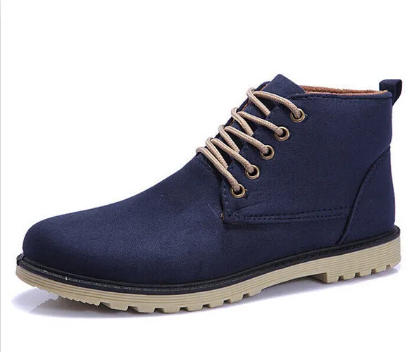 Brand Fashion Men Winter Shoes Lace-up Ankle Boots,Warm Cotton Inside Men Footwear Street Motorcycle Boots XMX258