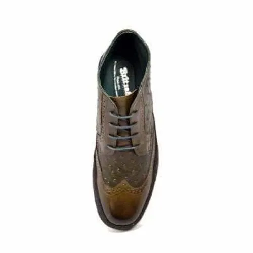 British Walkers Playboy Wingtips Limited Edition Men's Olive Green Ostrich Leather High Top Boots Ankle Boots