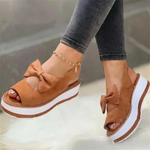 Casual Wedge Women's Single Shoes Platform Bow Cool