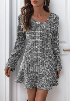 Chic Flowing Elegance Irregular Hem Ruffled Dress for Effortless Style
