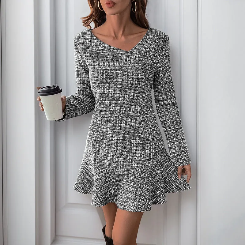 Chic Flowing Elegance Irregular Hem Ruffled Dress for Effortless Style