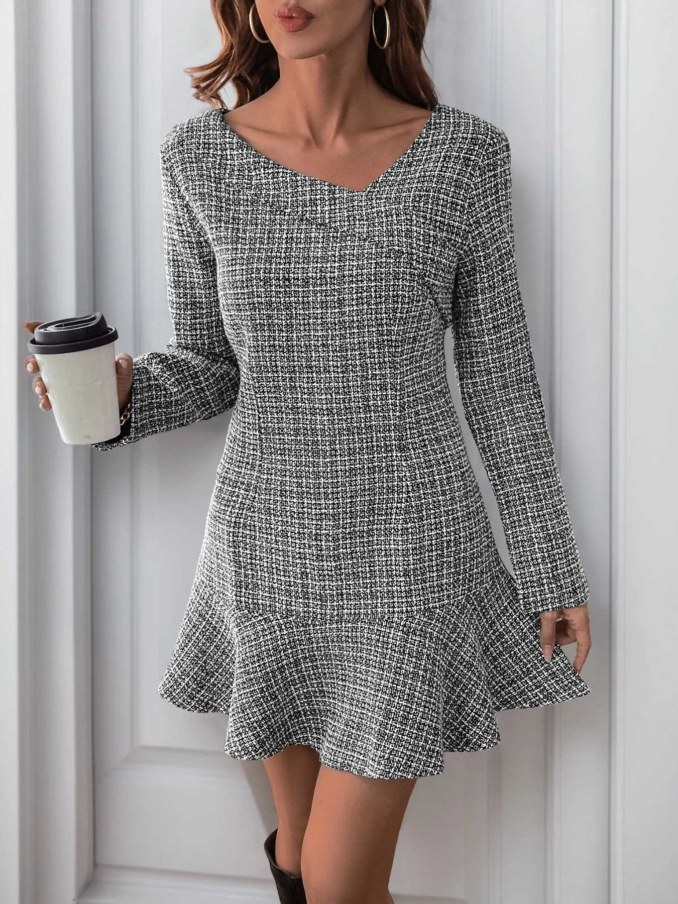 Chic Flowing Elegance Irregular Hem Ruffled Dress for Effortless Style