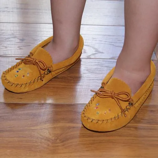 Child and Youth Earthing Beaded Suede Moccasins