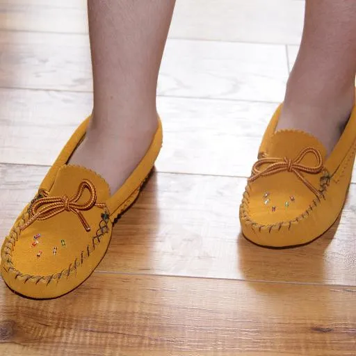 Child and Youth Earthing Beaded Suede Moccasins