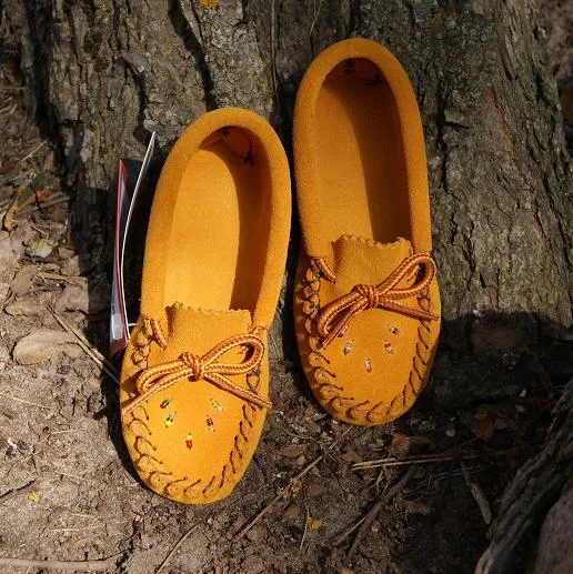 Child and Youth Earthing Beaded Suede Moccasins
