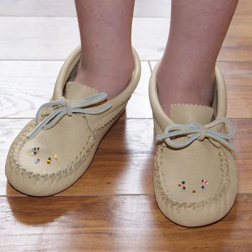 Children's Beaded Soft Soled Leather Moccasins