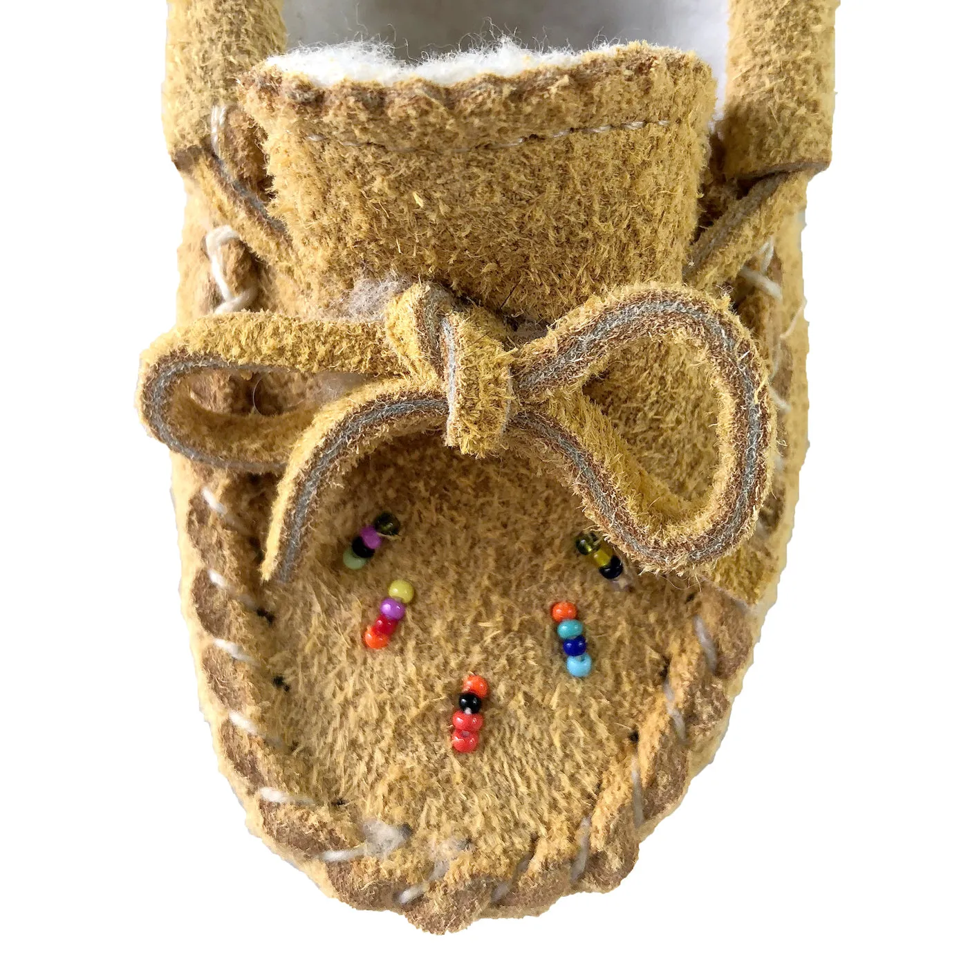 Children's Fleece Lined Beaded Suede Moccasins