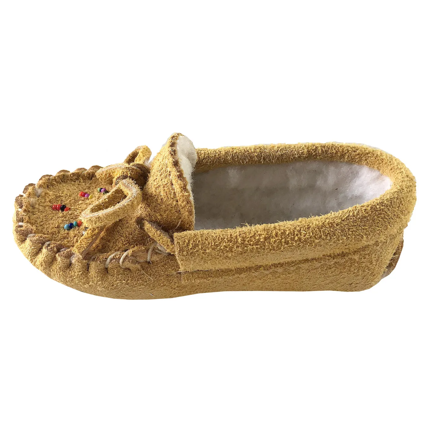 Children's Fleece Lined Beaded Suede Moccasins
