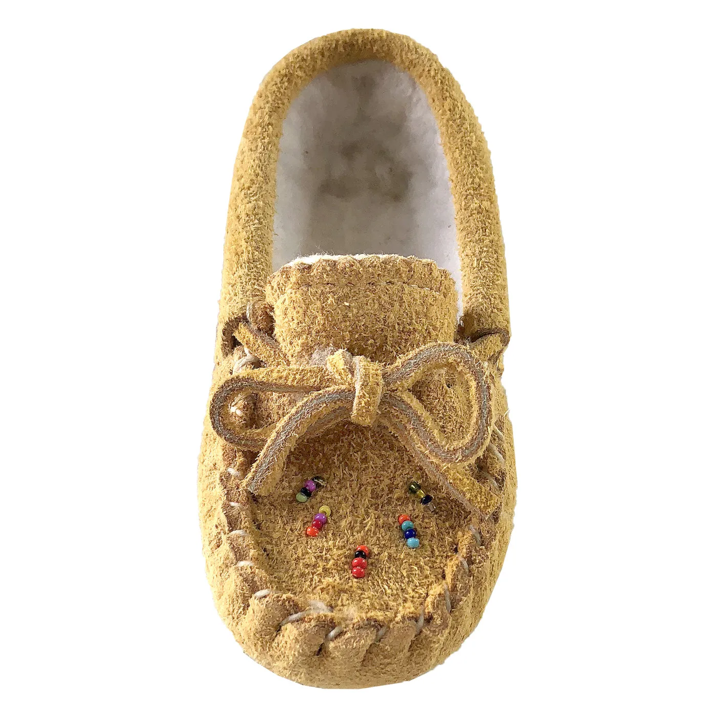 Children's Fleece Lined Beaded Suede Moccasins