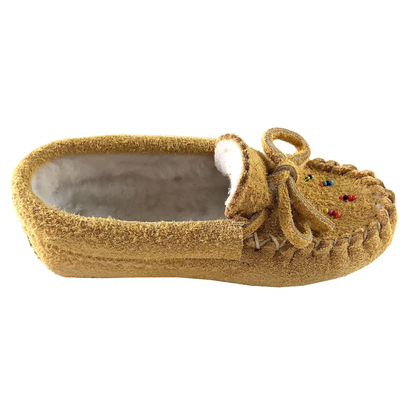 Children's Fleece Lined Beaded Suede Moccasins