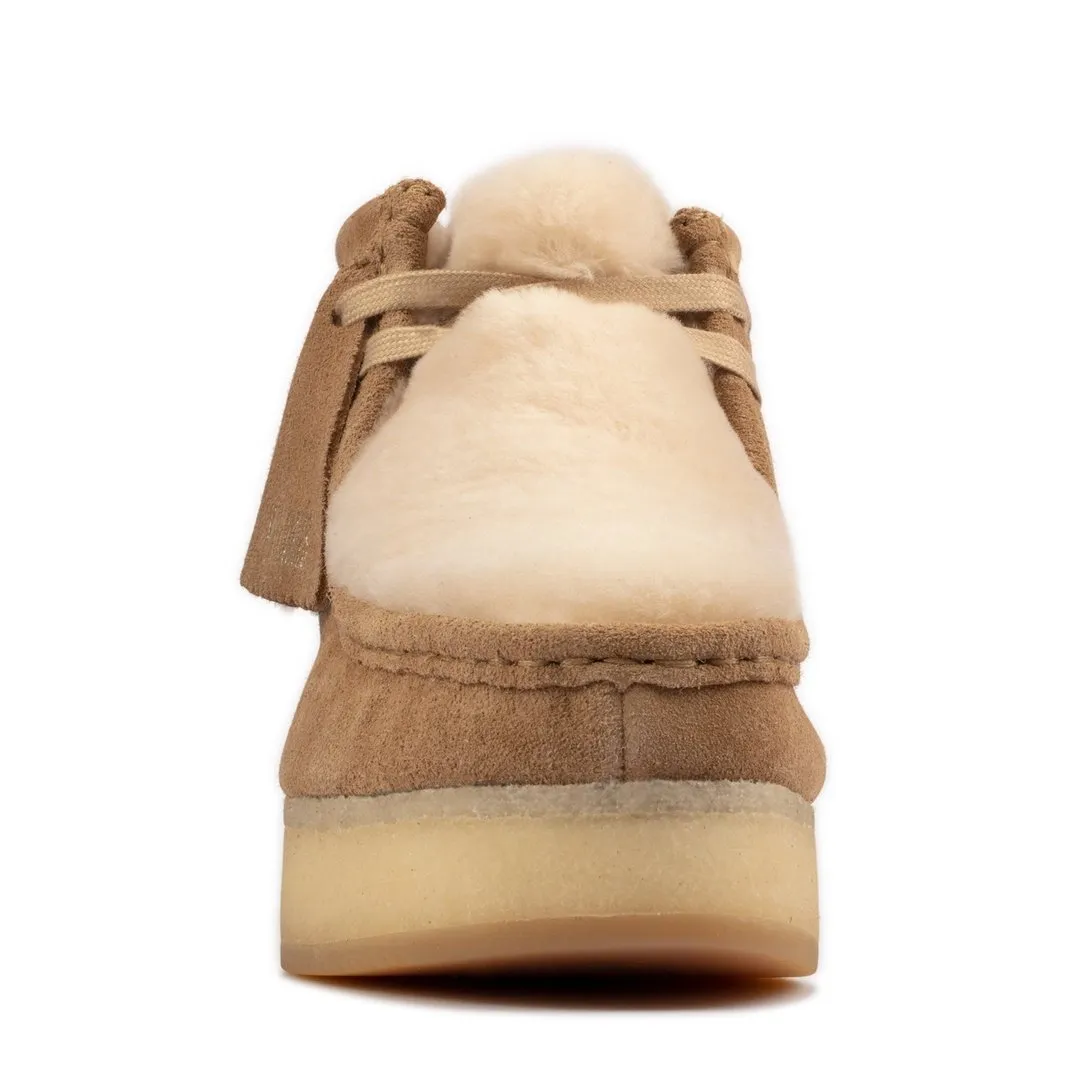 Clarks Women Wallabee Wedge Light Tan Suede