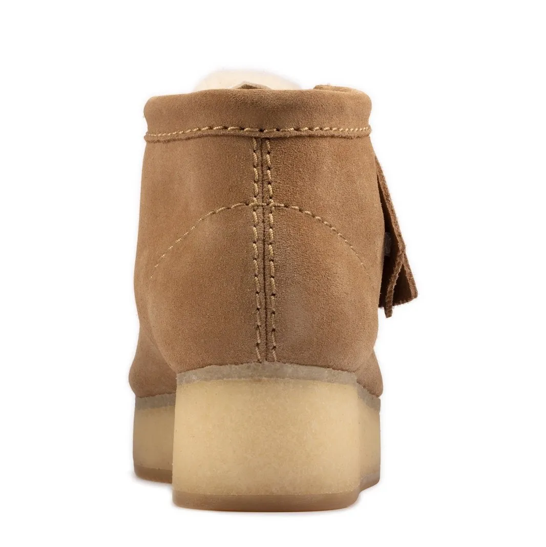Clarks Women Wallabee Wedge Light Tan Suede