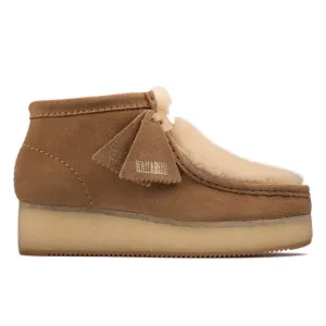 Clarks Women Wallabee Wedge Light Tan Suede