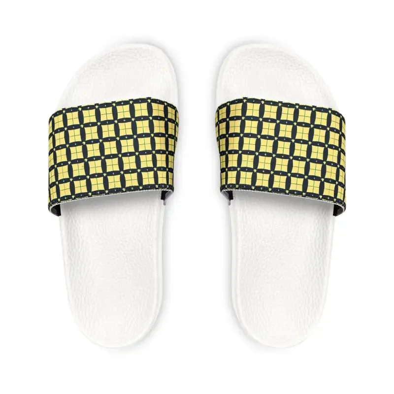 Cool Checkered Pattern Men's Pu Slide Sandals