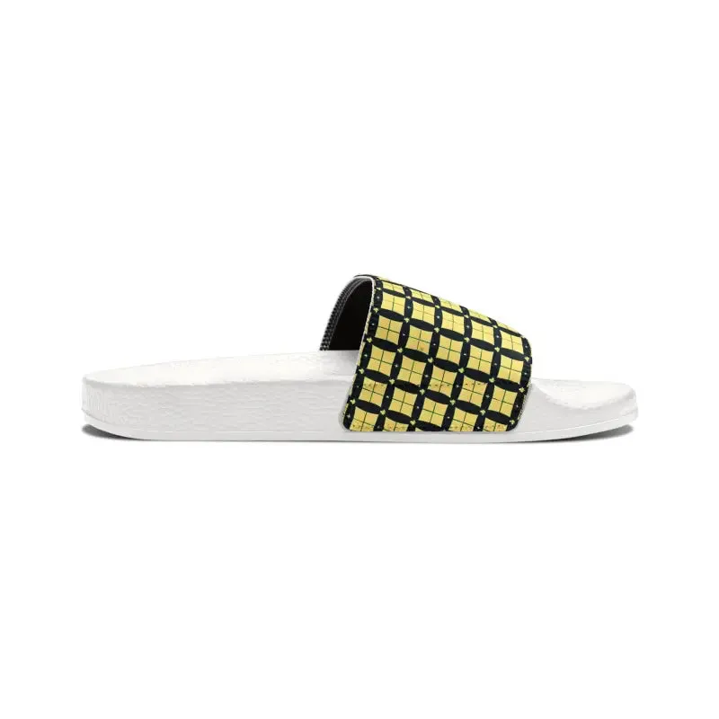 Cool Checkered Pattern Men's Pu Slide Sandals
