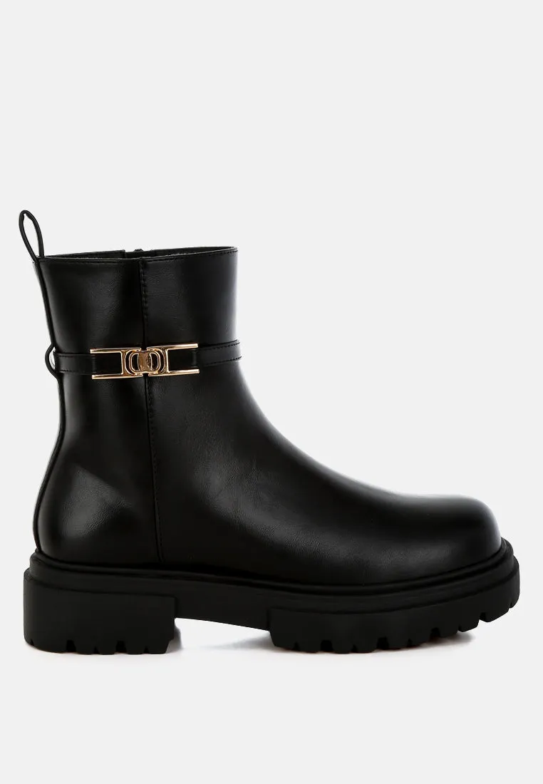 Corsac Buckle Belt Ankle Boots