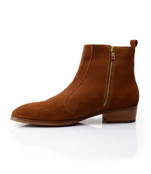 Cuban Zipper Boots - Beige Suede