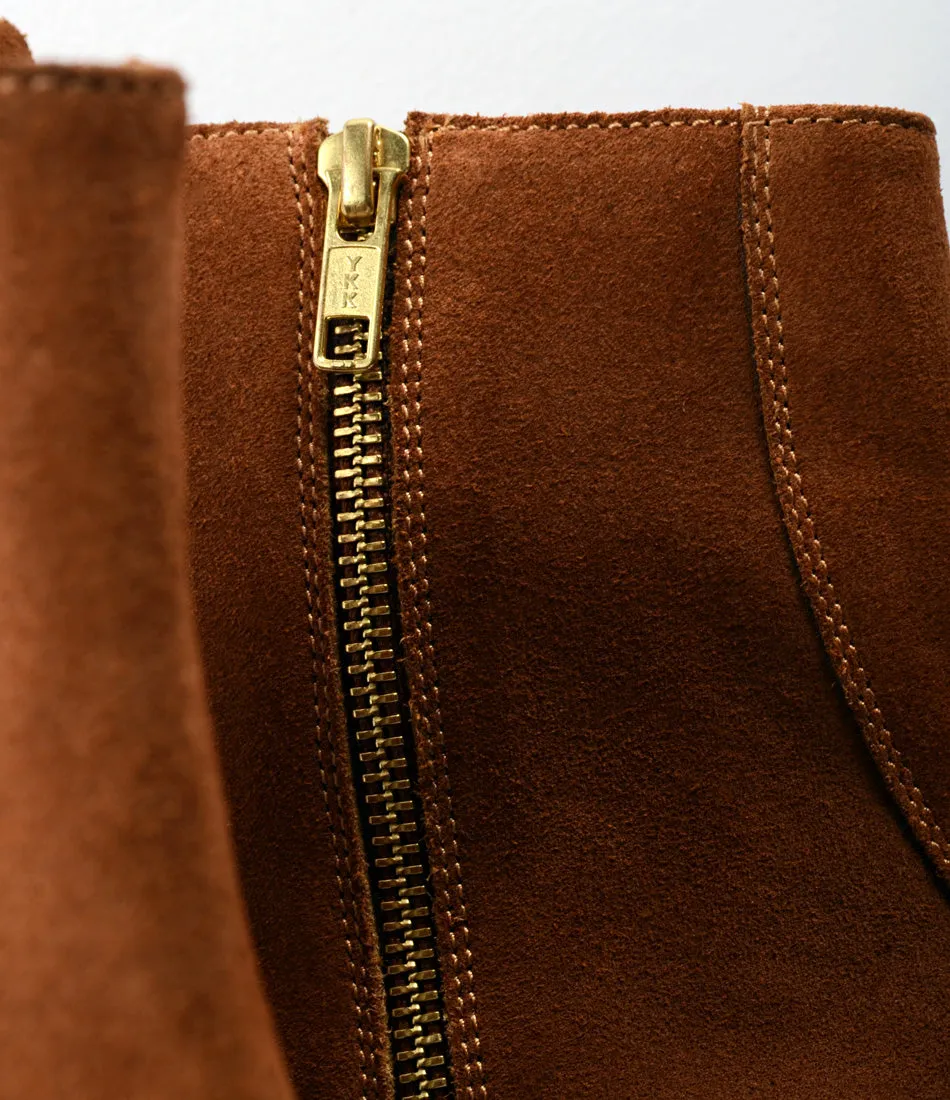 Cuban Zipper Boots - Beige Suede