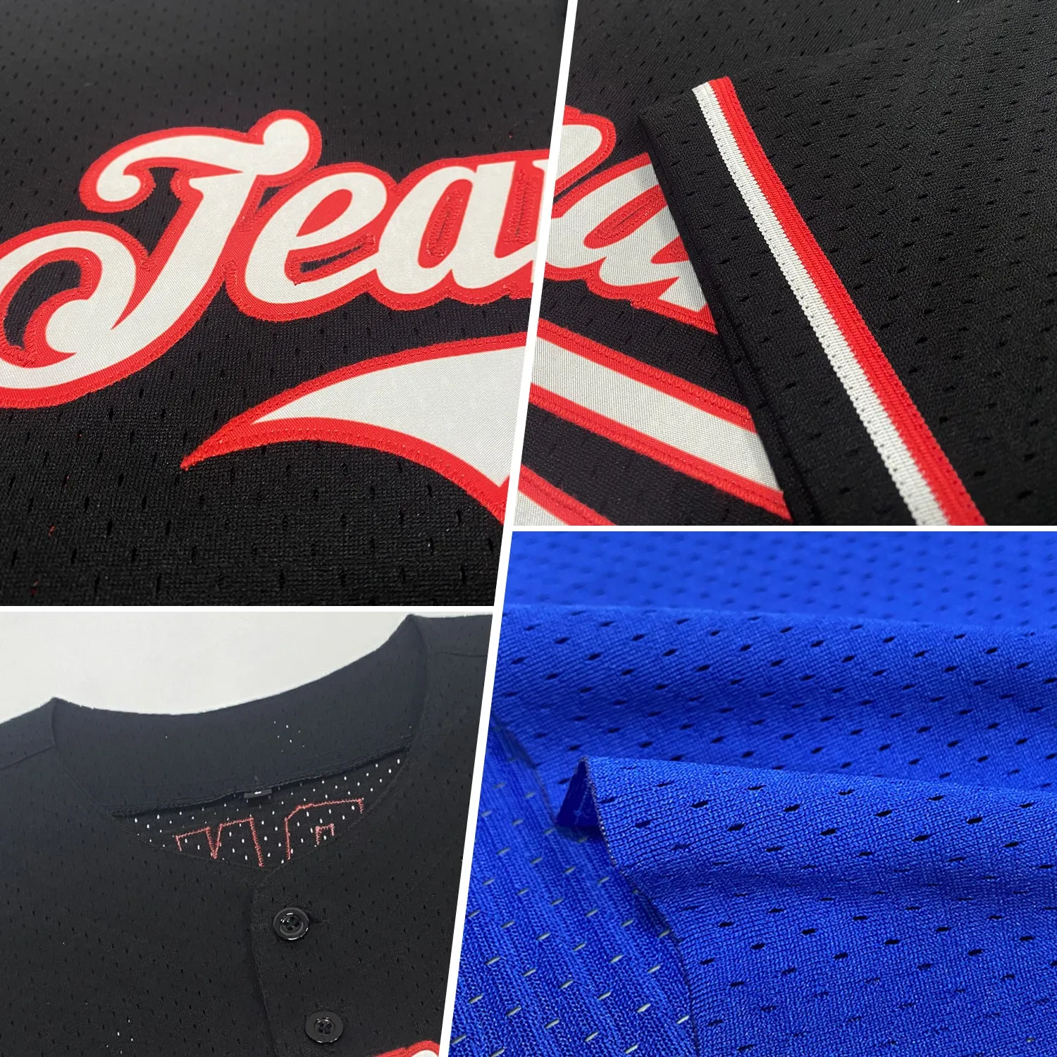 Custom Royal Light Blue-Red Mesh Authentic Throwback Baseball Jersey