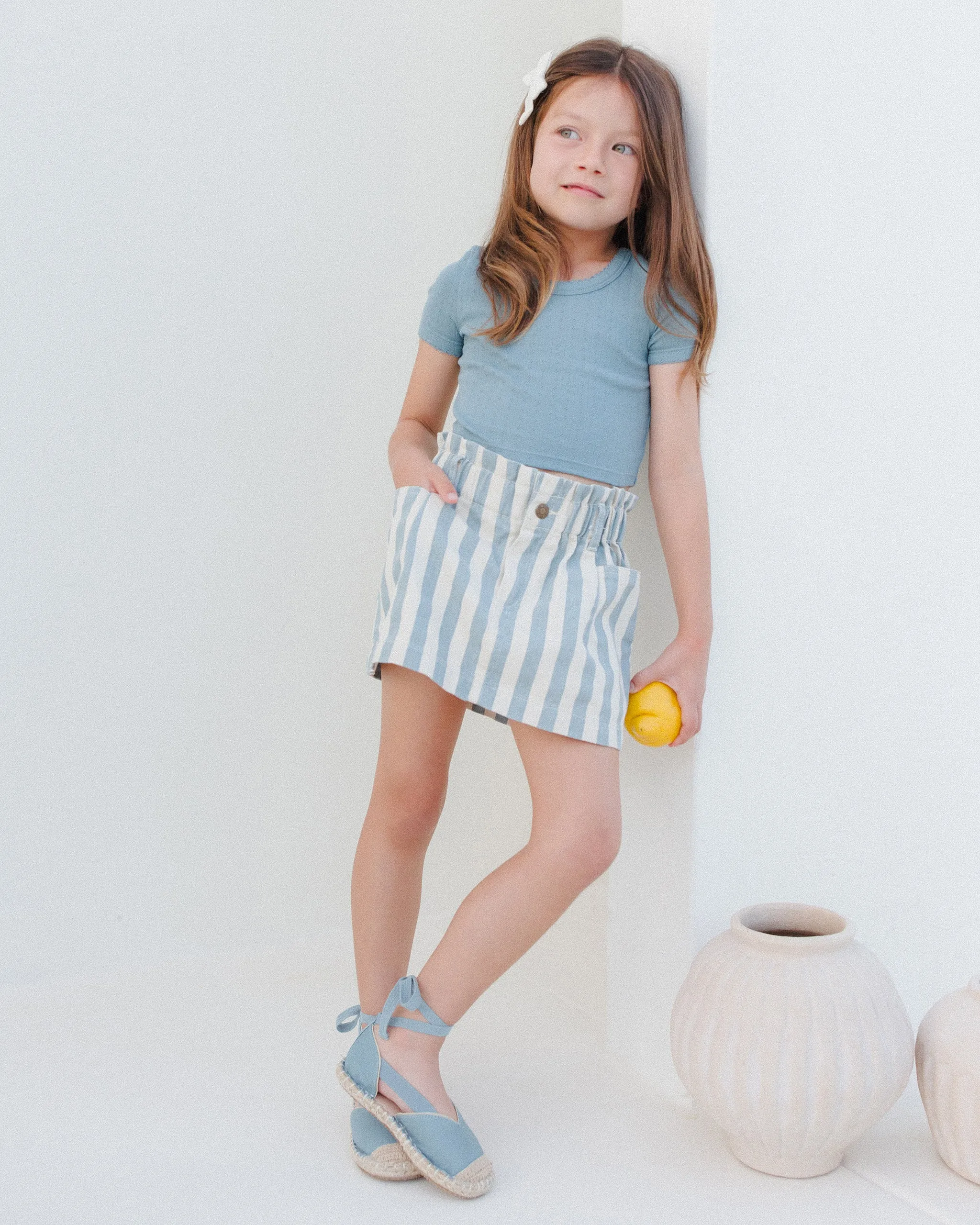 Denim Ocean Stripe Mini Skirt