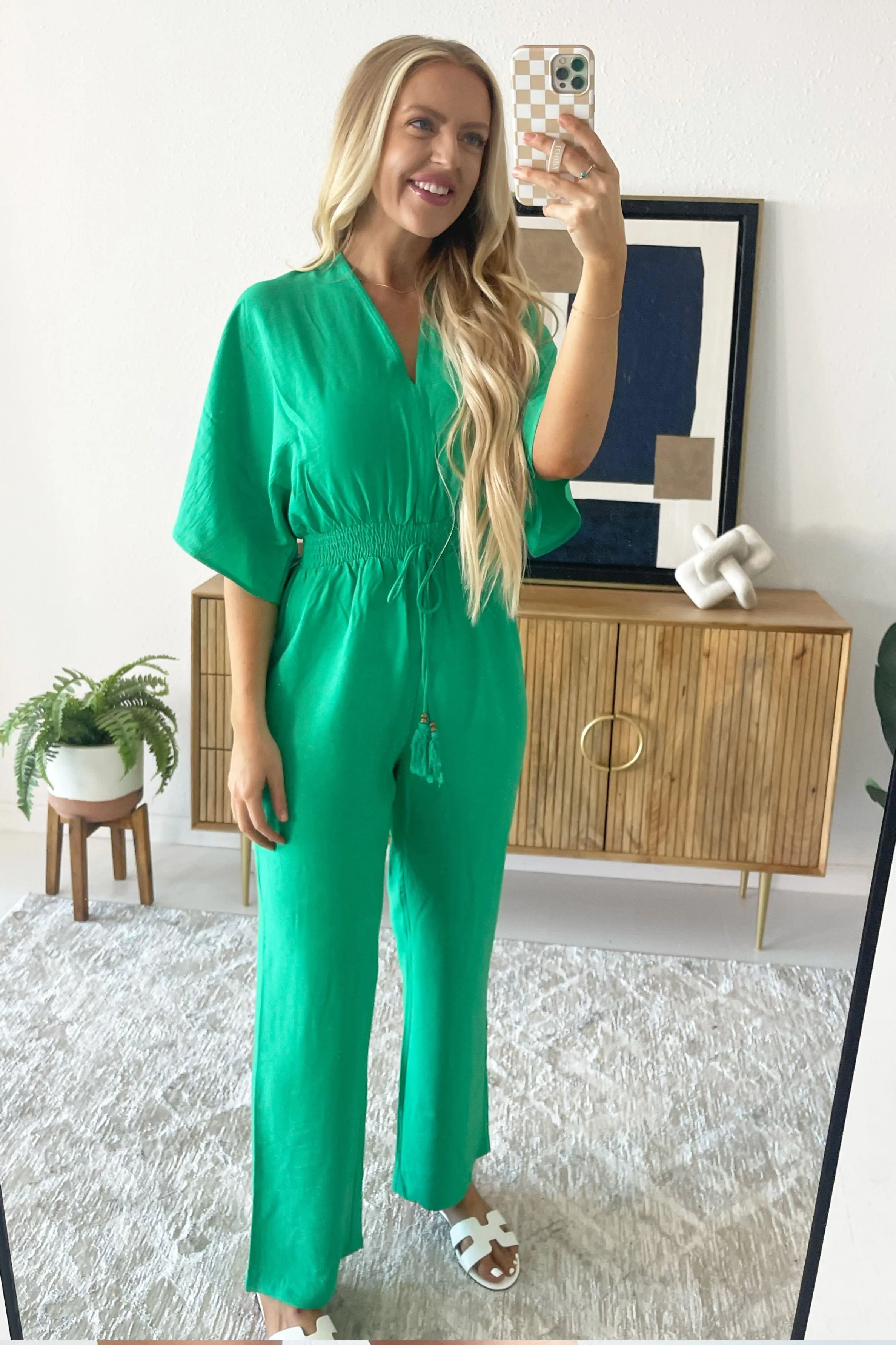 Dolman Sleeve Elastic Waist Jumpsuit