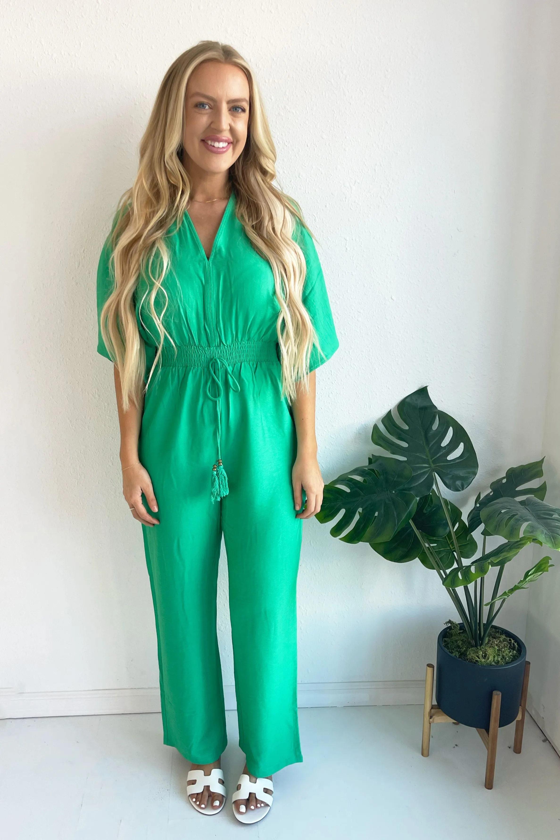 Dolman Sleeve Elastic Waist Jumpsuit