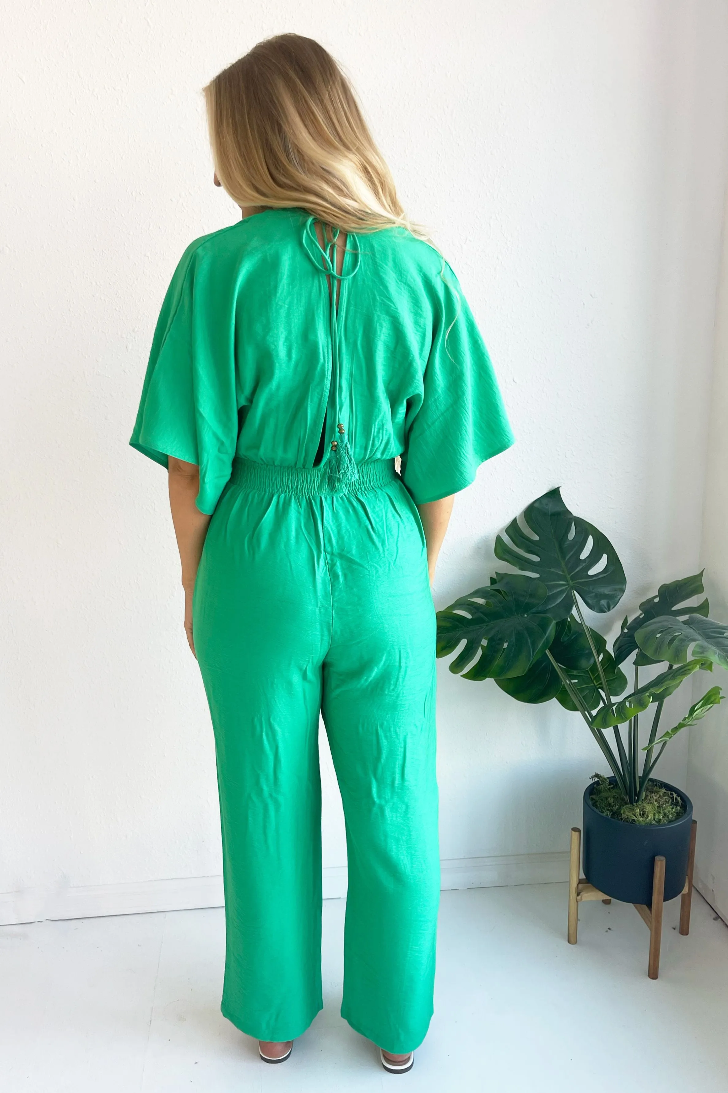 Dolman Sleeve Elastic Waist Jumpsuit